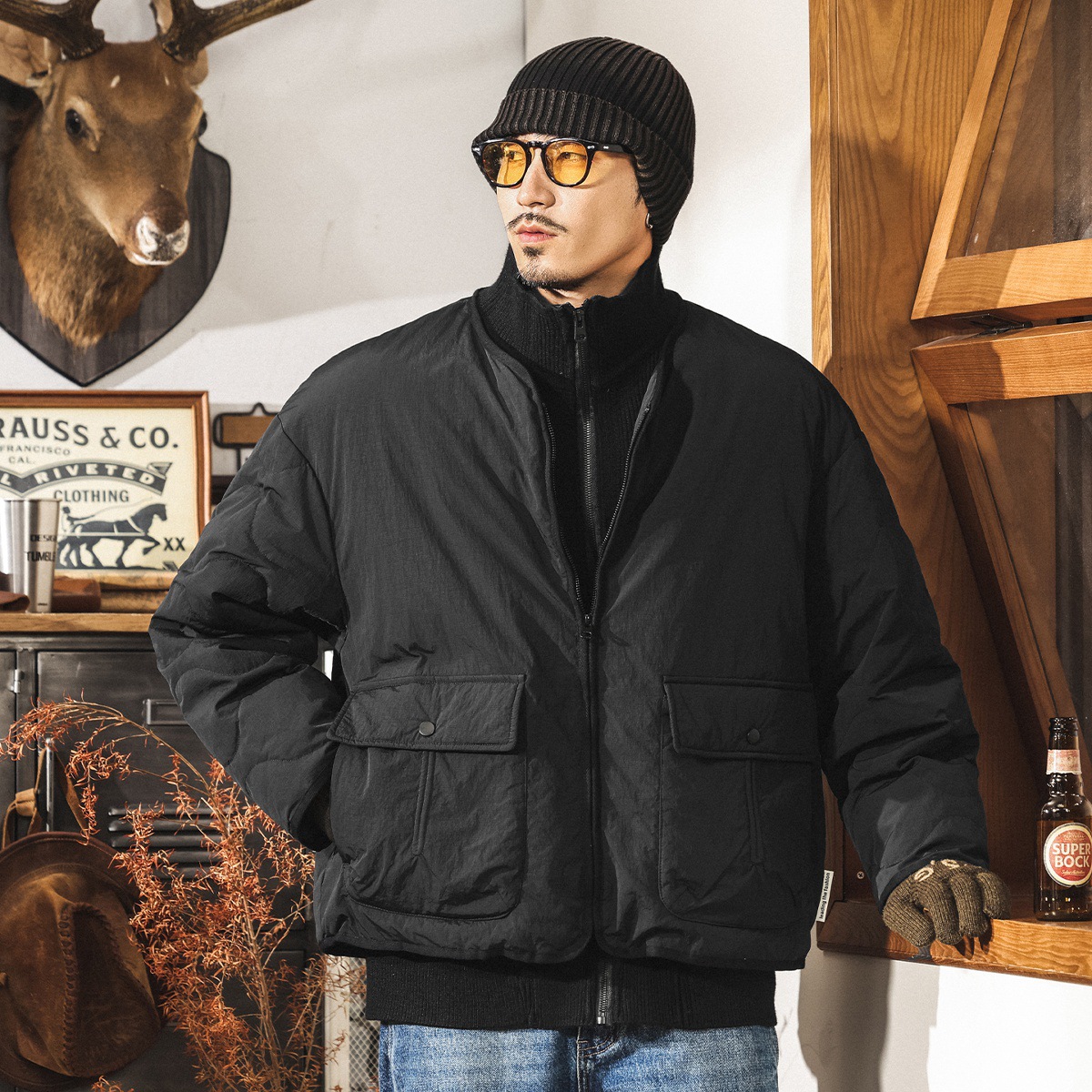 可追溯源頭新國標90純白鴨絨假兩件羽絨服男冬季加厚新款保暖外套