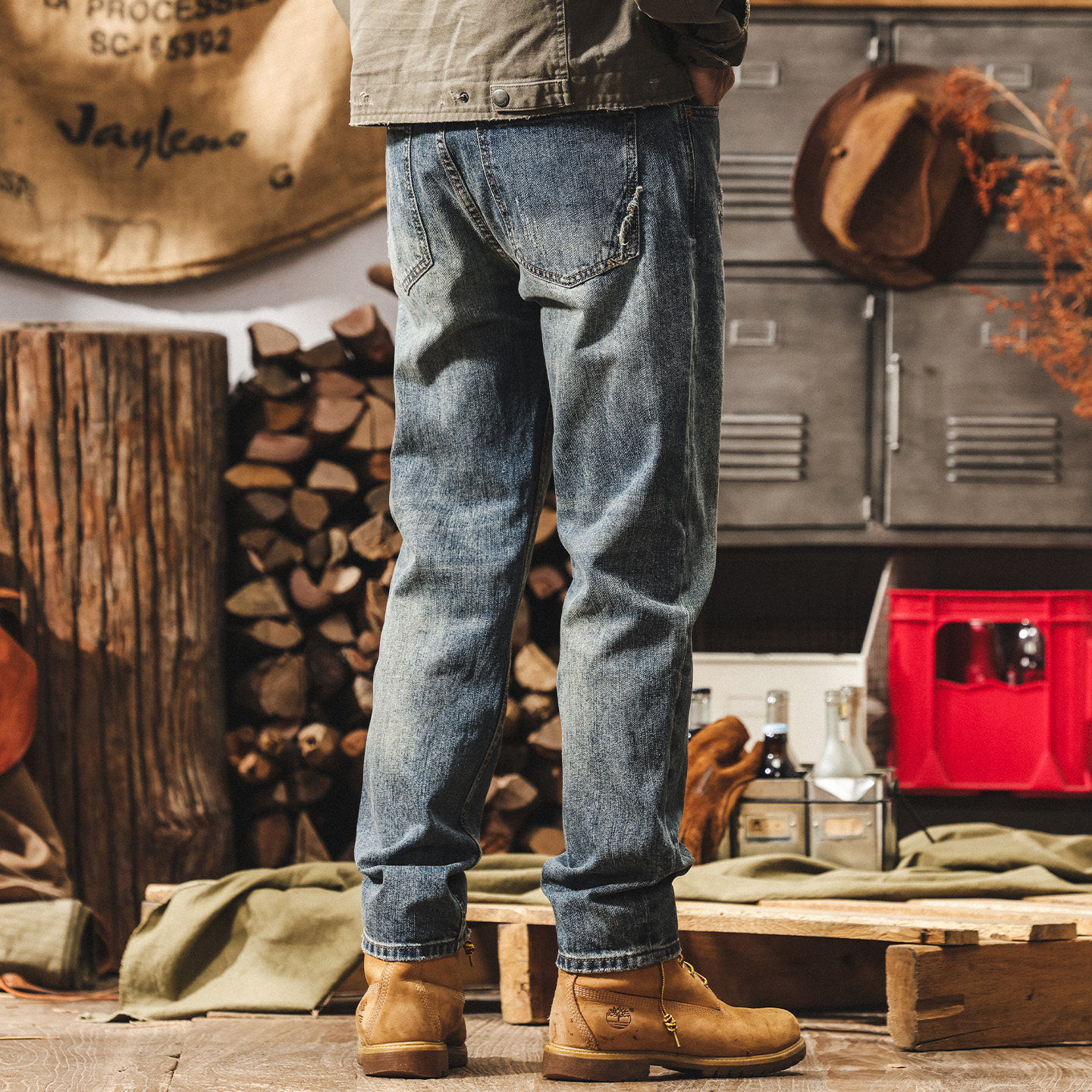 美式復古直筒牛仔褲男2026新款春季新款破壞風帥氣潮牌寬鬆長褲子