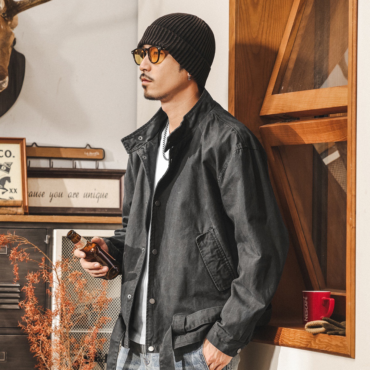 美式復古飛行員夾克男春秋新款潮牌硬漢工裝寬鬆短款秋冬男士外套