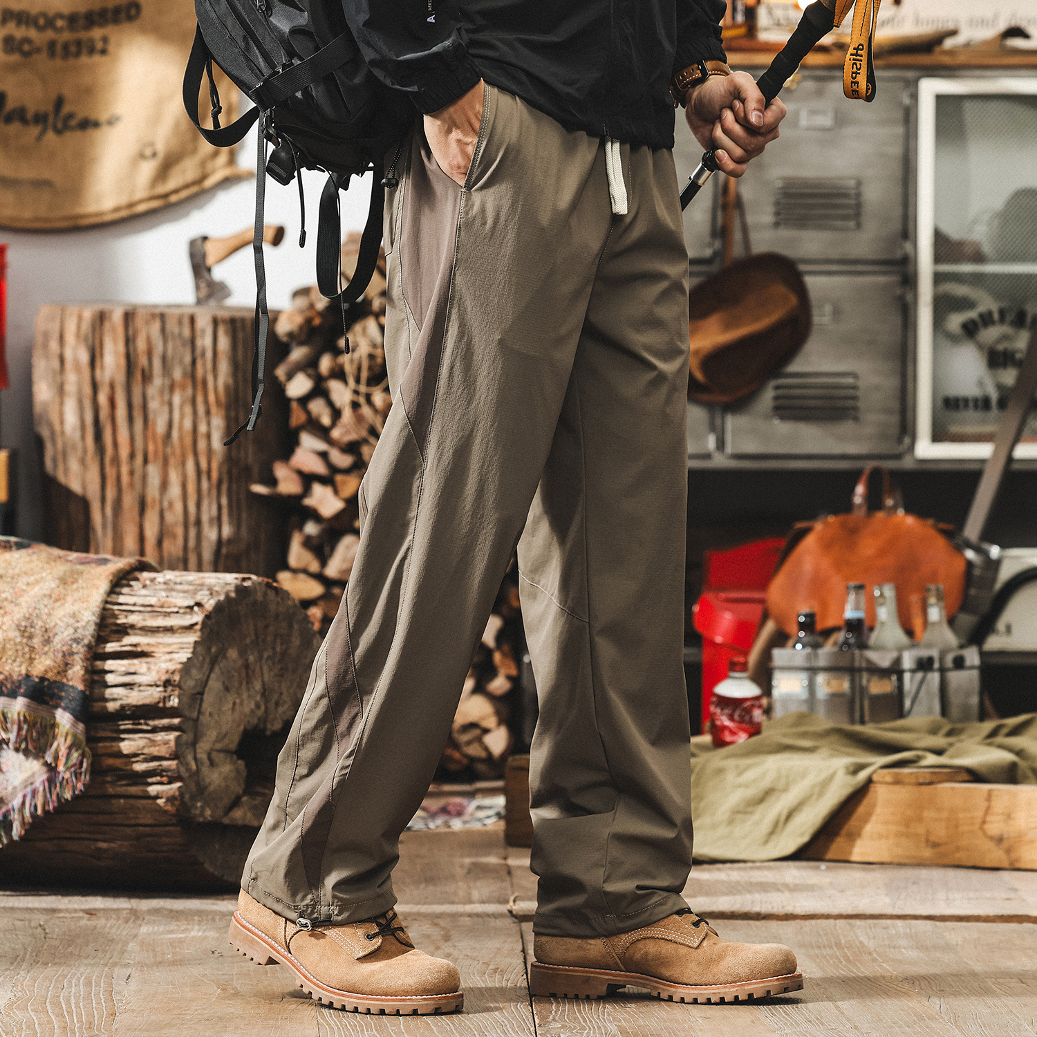 冰絲涼感褲子男夏季薄款戶外運動男士休閒褲通勤寬鬆美式速幹長褲