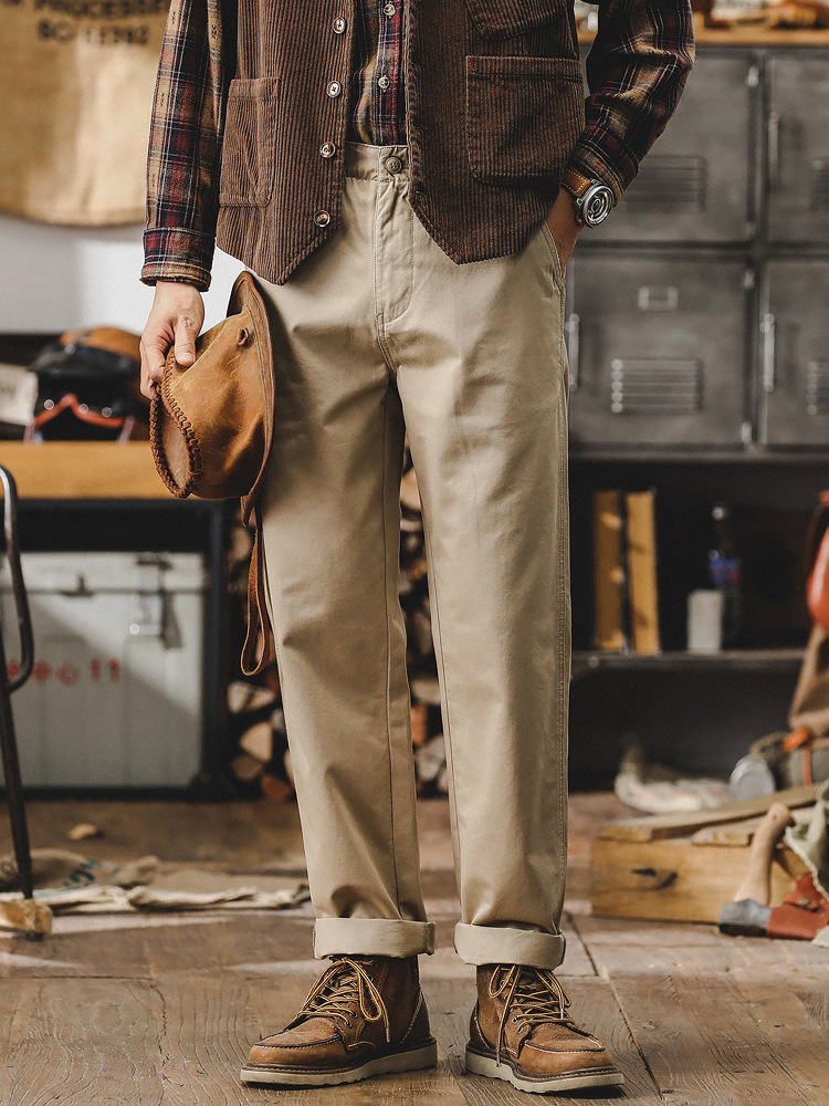 美式復古工裝褲子男春季2024年新款廓爾格軍褲超柔碳磨男士休閒褲