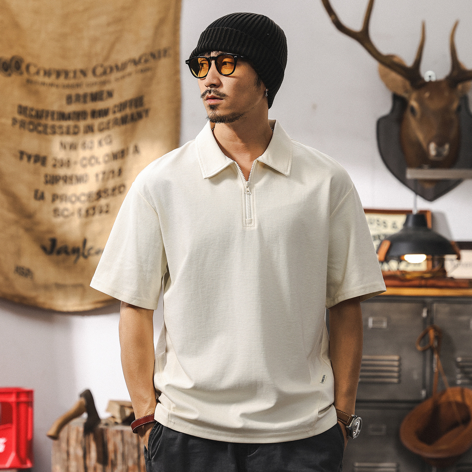 【涼感科技】梯級肌理感男士POLO衫短袖男夏季時尚潮牌寬鬆上衣男