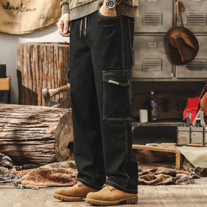 美式復古牛仔褲2025新款潮牌工裝褲子男春季寬鬆直筒男士休閒長褲