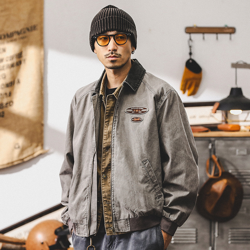 美式復古工裝底特律夾克男秋季潮牌獵裝硬核寬鬆休閒外套男春秋款