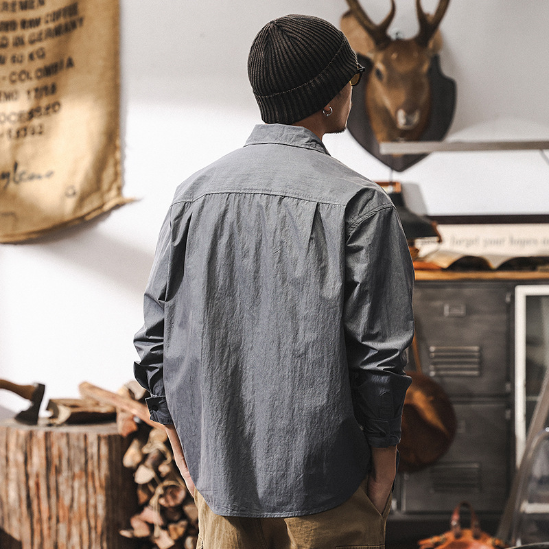 輕戶外通勤薄款工裝襯衫男長袖秋季2025新款潮牌襯衣外套寬鬆上衣
