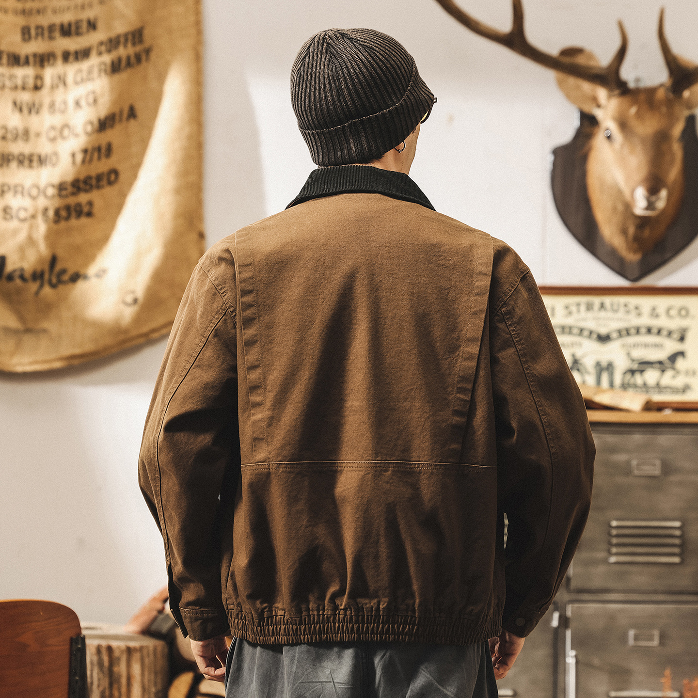 美拉德復古工裝夾克男春秋2025新款美式獵裝潮牌秋季寬鬆休閒外套