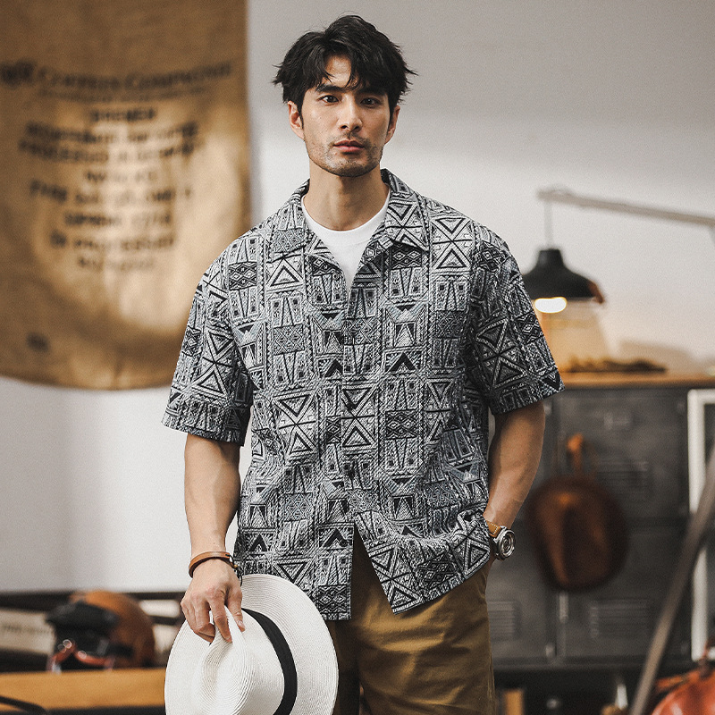 杰雷諾經典夏威夷襯衫男短袖夏季寬鬆帥氣潮流美式休閒Aloha襯衣