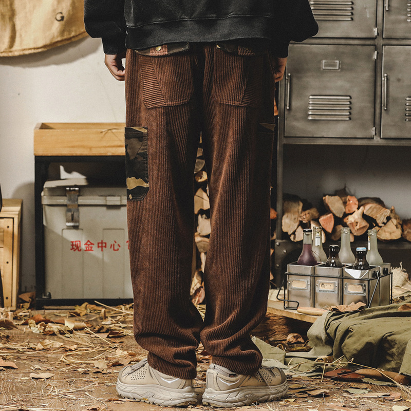美式重磅復古工裝褲男冬季厚款寬鬆直筒潮流燈芯絨休閒褲男秋冬款