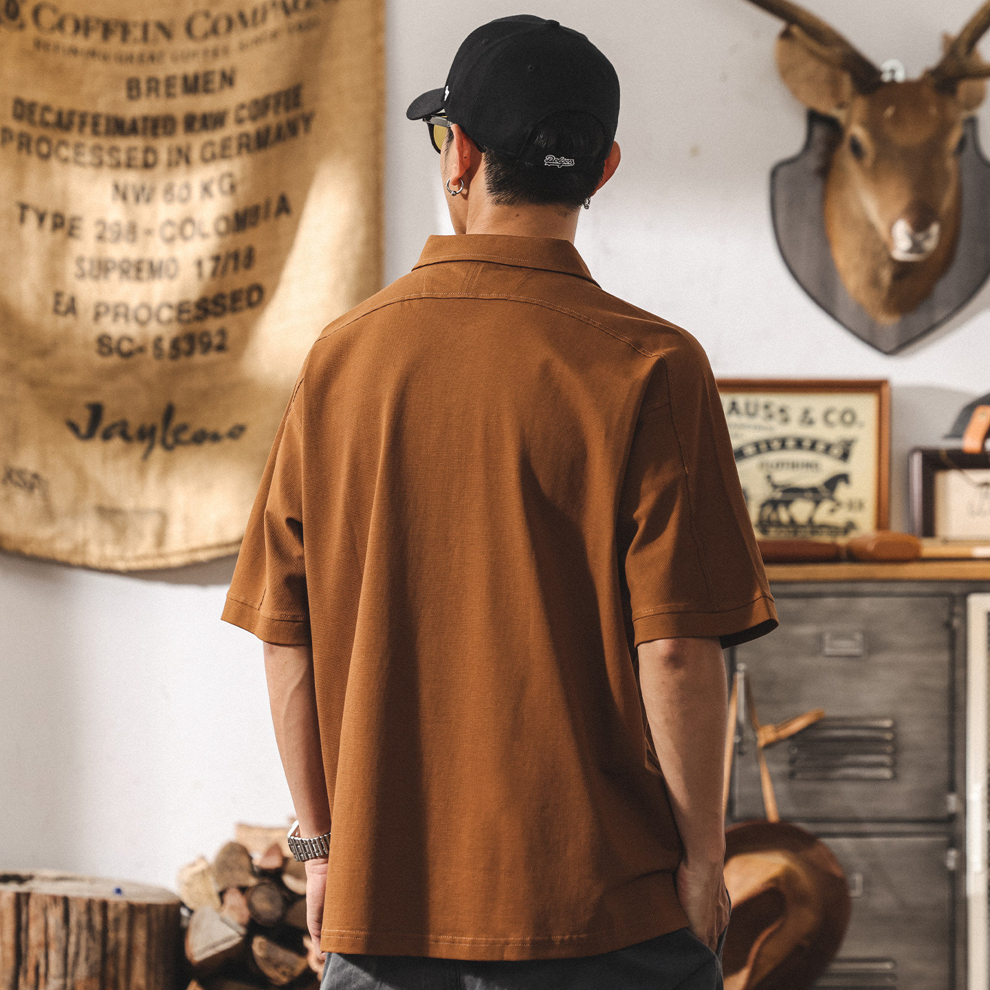 美式復古男士Polo衫短袖男夏季潮流新款寬鬆潮牌索羅娜涼感t恤男T