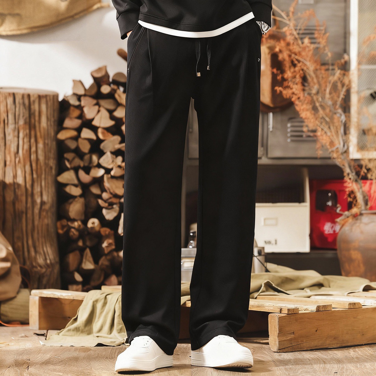 美式復古仿牛仔重磅休閒褲子男士春季2026新款潮牌寬鬆直筒長褲男