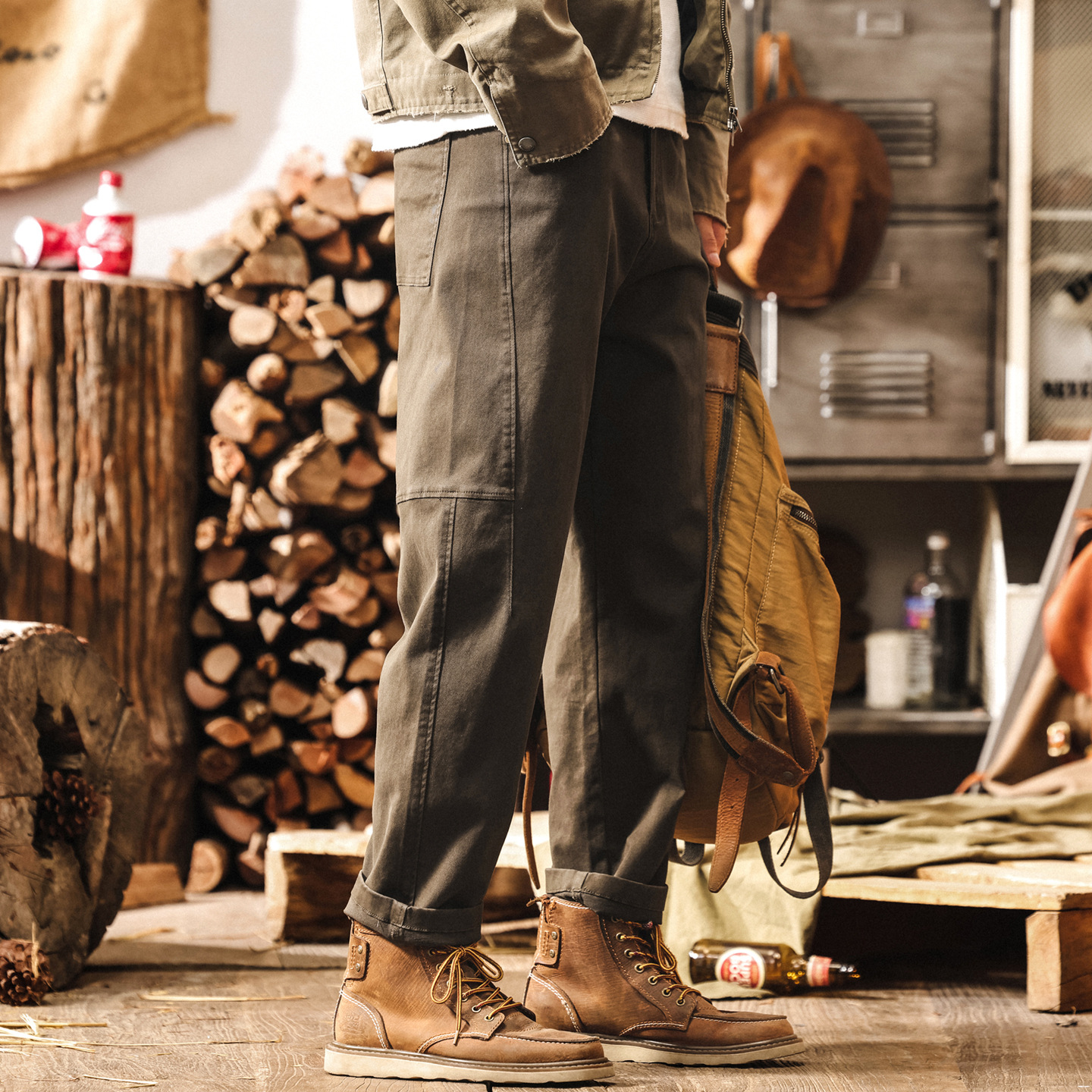 美式復古重磅工裝褲子男2025新款潮流男士休閒褲秋季寬鬆直筒男褲