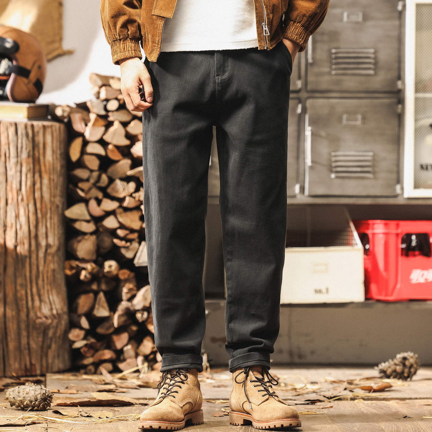 美式復古工裝褲男秋季2025新款男士簡約褲子男春秋直筒休閒褲男褲