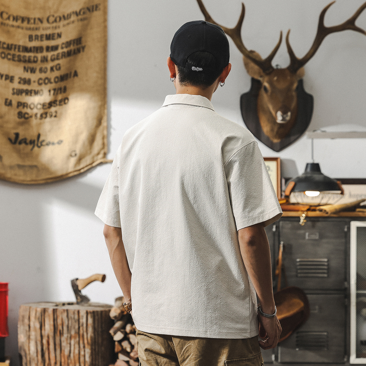 泡泡紗短袖男夏季涼感Polo衫男士寬鬆2025新款美式復古半袖T恤男