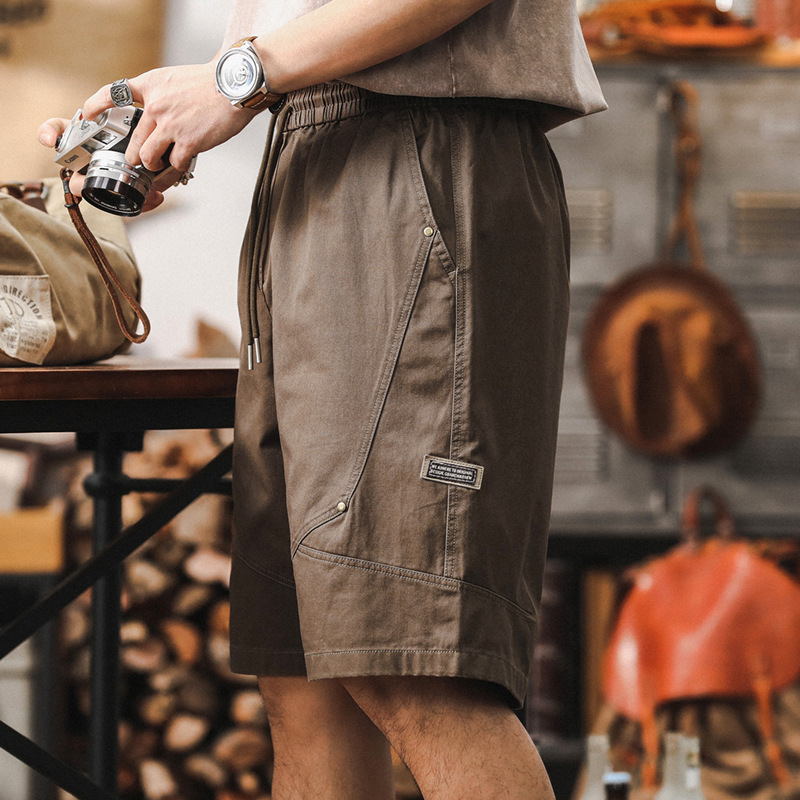 美式重磅復古工裝短褲男夏季2024新款寬鬆大碼休閒五分中褲子男潮