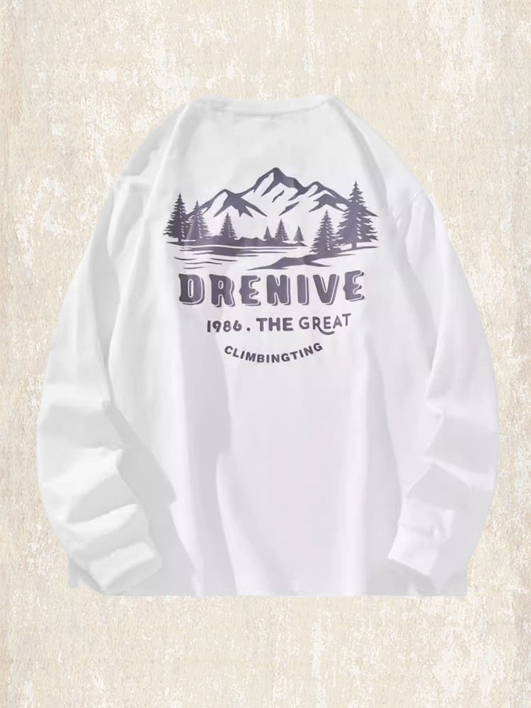 美式重磅複古長袖t恤男2024新款潮牌秋季上衣寬松大碼衣服男