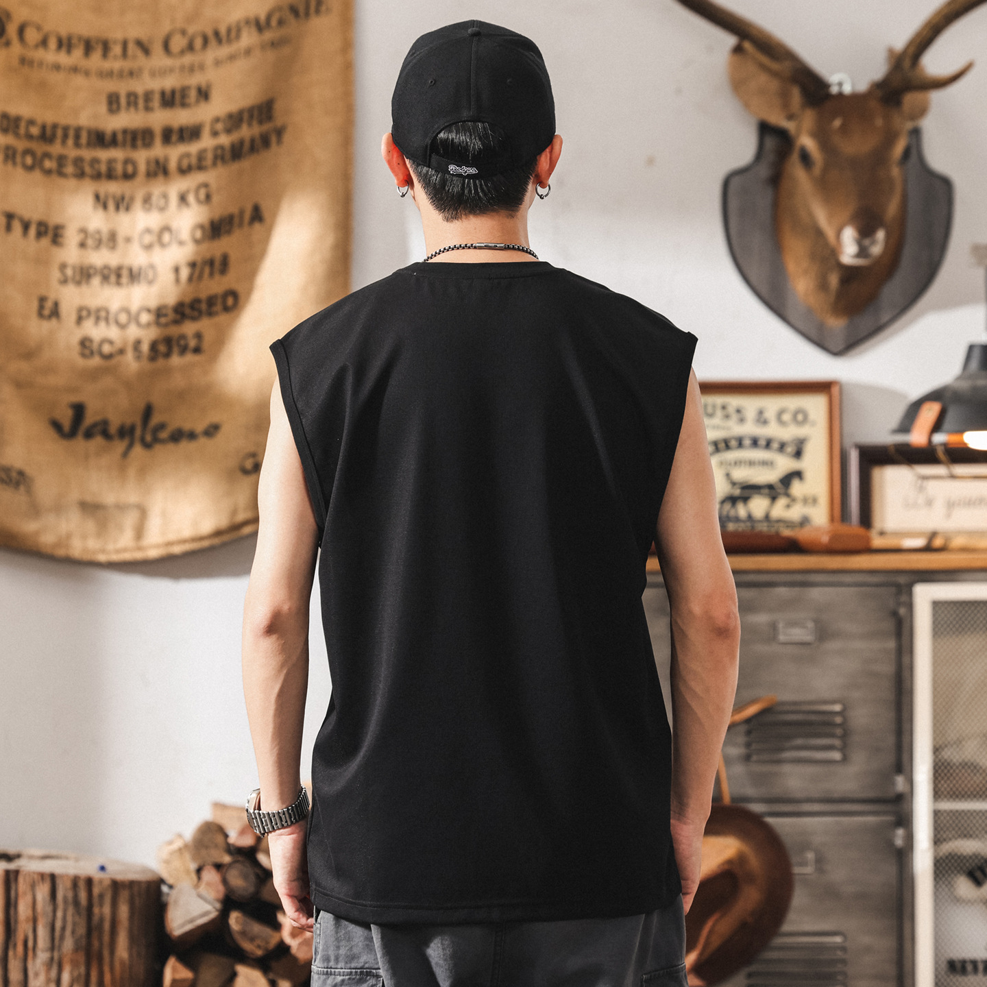 冰絲速乾健身運動背心男款夏季2025新款潮牌寬鬆無袖t恤坎肩上衣