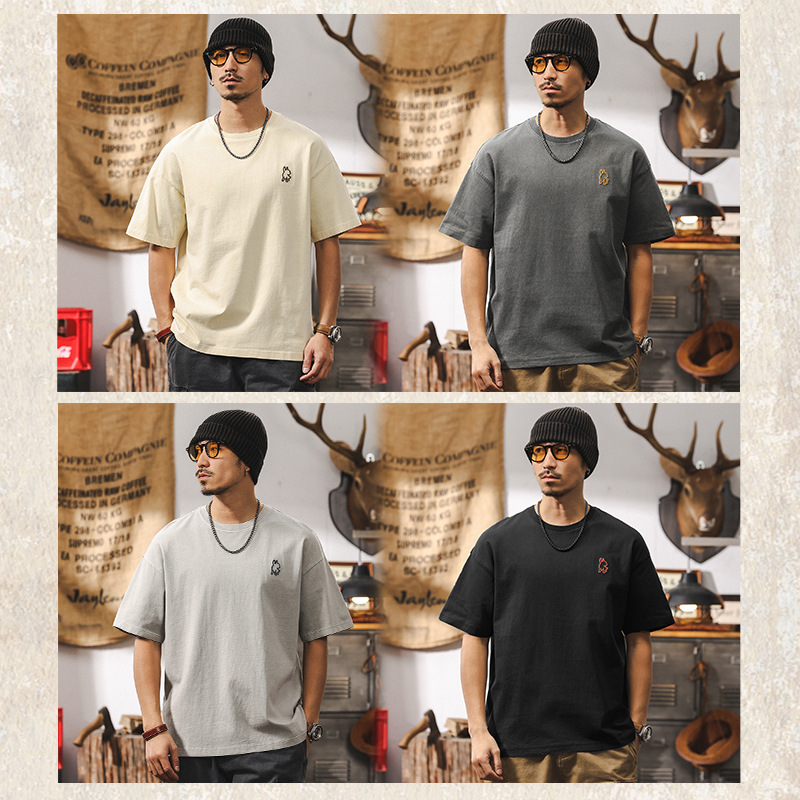 美式復古250g重磅T恤男短袖2025夏季新款潮流百搭T恤男士休閒上衣