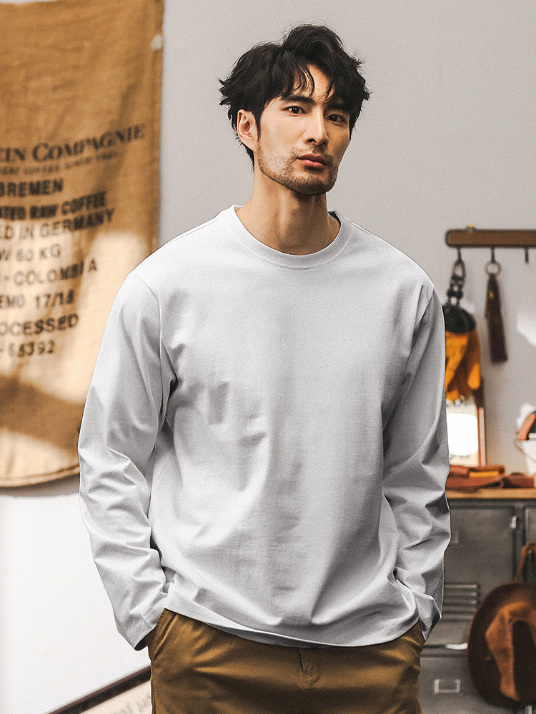 杰雷諾美式復古260g重磅長袖男T恤男秋季2024新款寬鬆上衣T打底衫