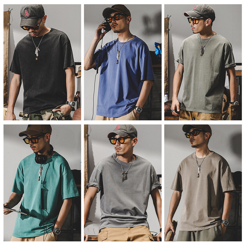 美式250g重磅T恤男短袖夏季ins潮流復古酵磨寬鬆基礎款打底衫