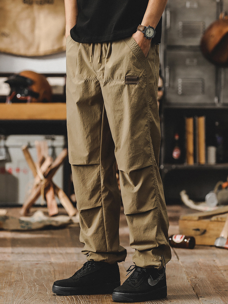 春季新款休閒褲子男潮牌痞帥寬鬆直筒男士工裝褲薄款傘兵衝鋒褲男