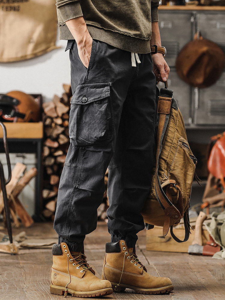美式重磅復古工裝褲子男春季潮牌寬鬆直筒硬漢獵裝戰術男士休閒褲