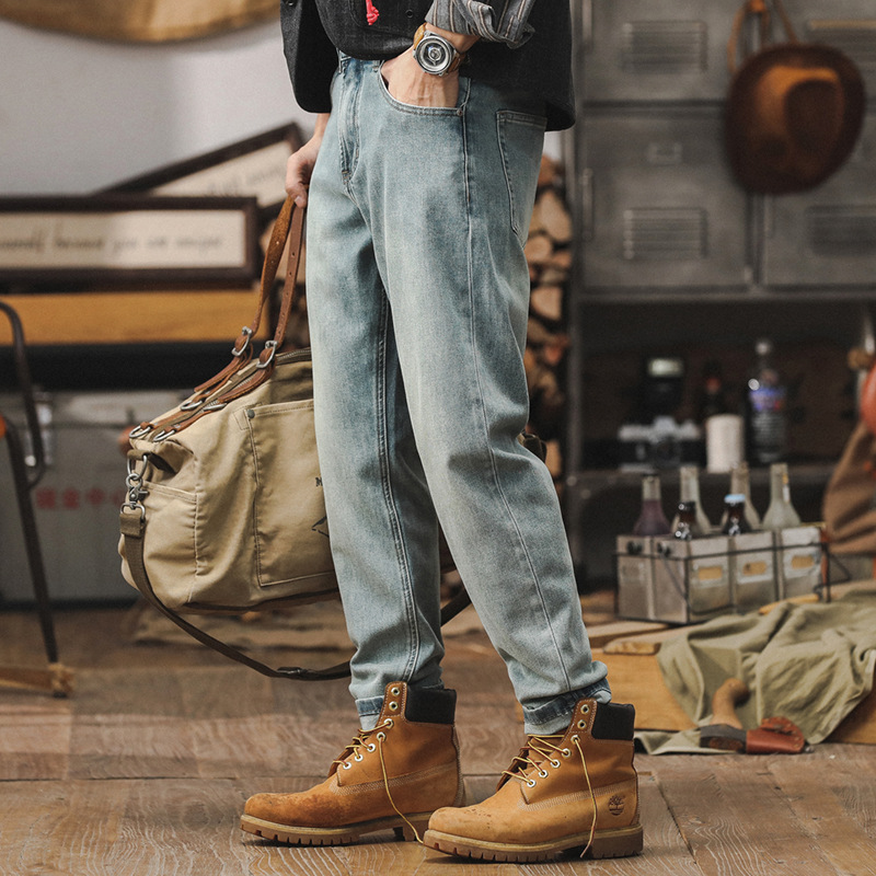 美式復古牛仔褲2024新款寬鬆直筒褲子男寬鬆潮牌休閒長褲男春夏款