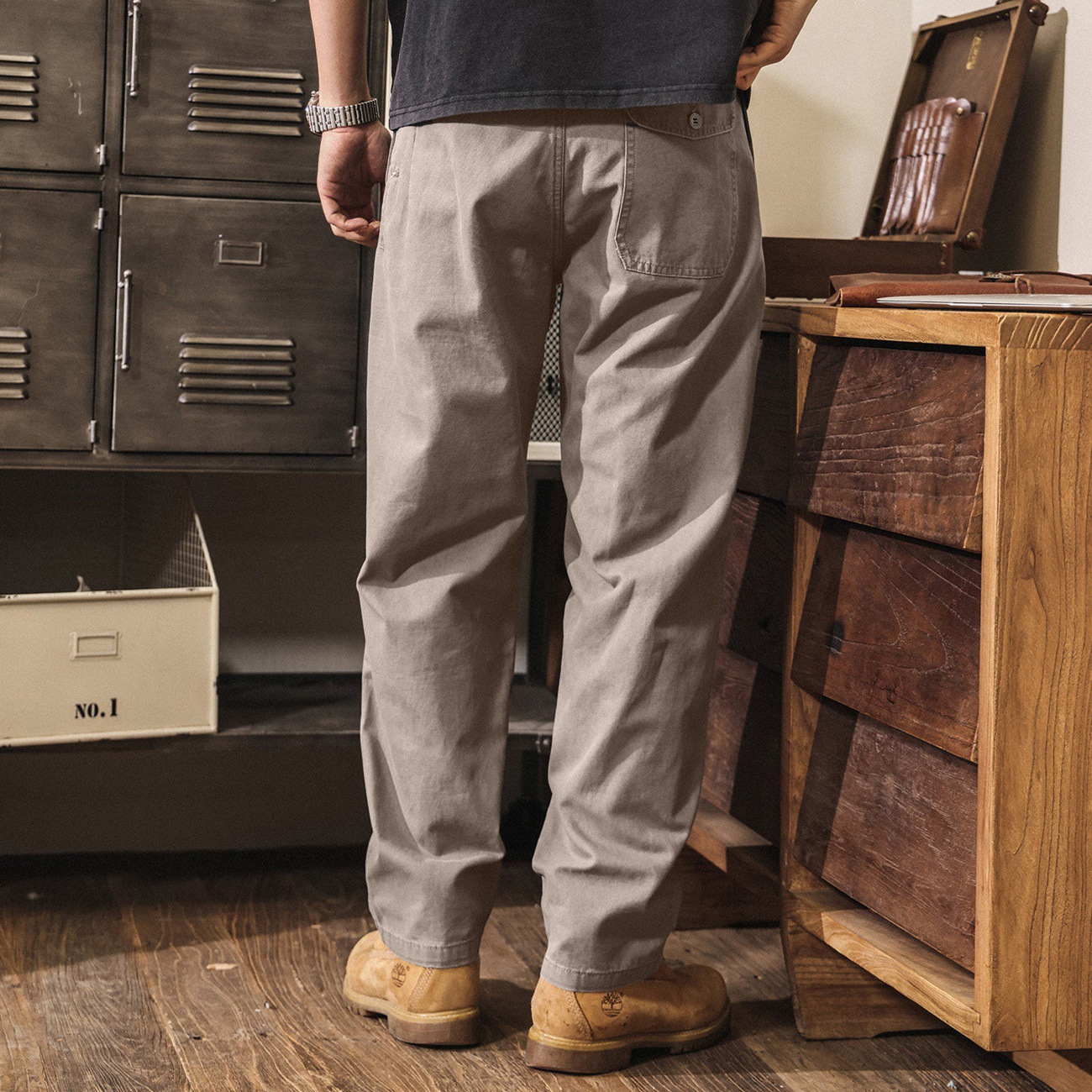 美式復古春季工裝褲子男2026新款潮牌直筒長褲寬鬆卡其色休閒褲男