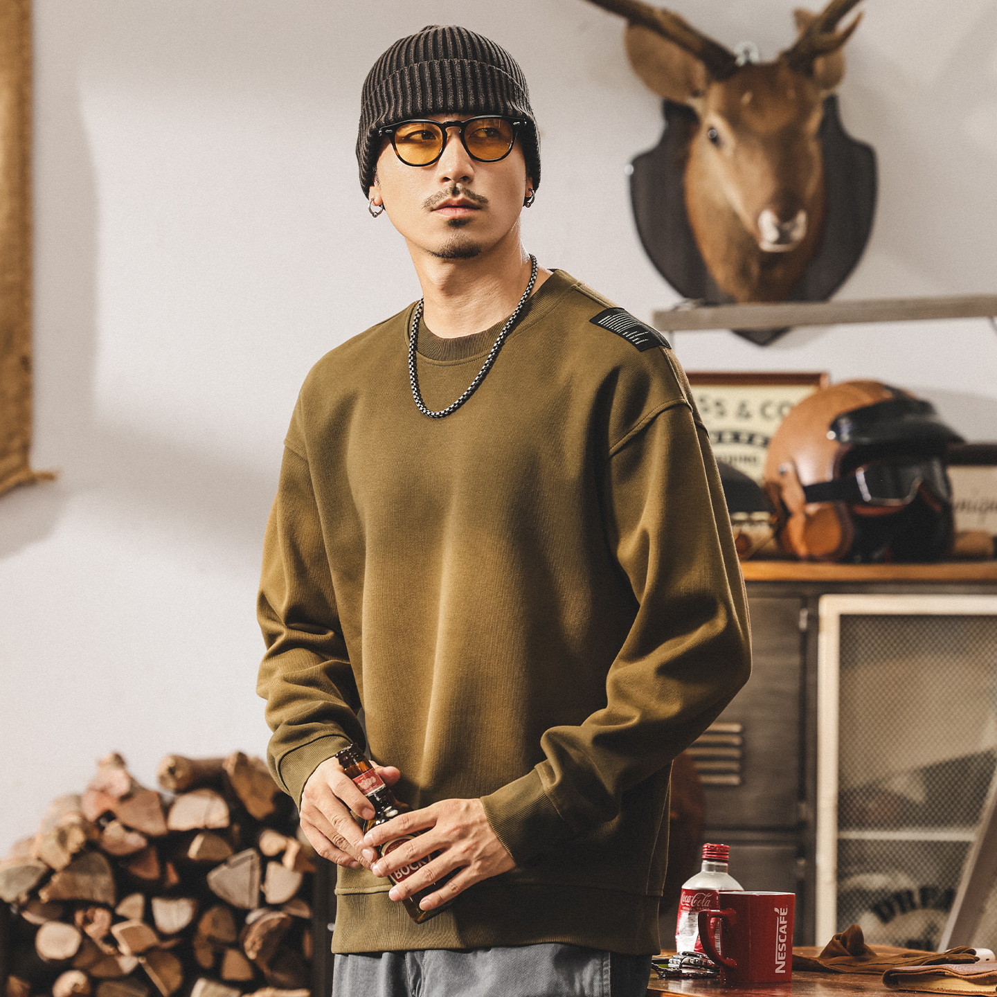 美式復古髒染重磅衛衣男士新款春秋新款潮牌寬鬆大碼長袖上衣男潮