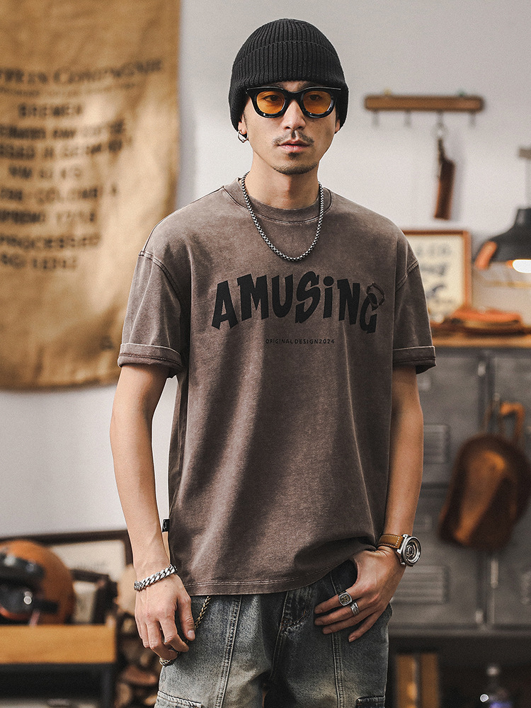 美式230g重磅T恤男2024新款夏季短袖男士潮流復古寬鬆上衣男