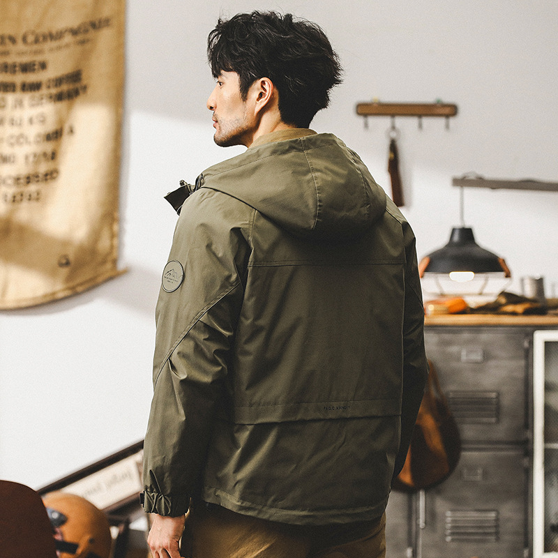 美式復古工裝外套男春秋2024新款連帽衝鋒衣男潮牌石墨烯夾克衣服