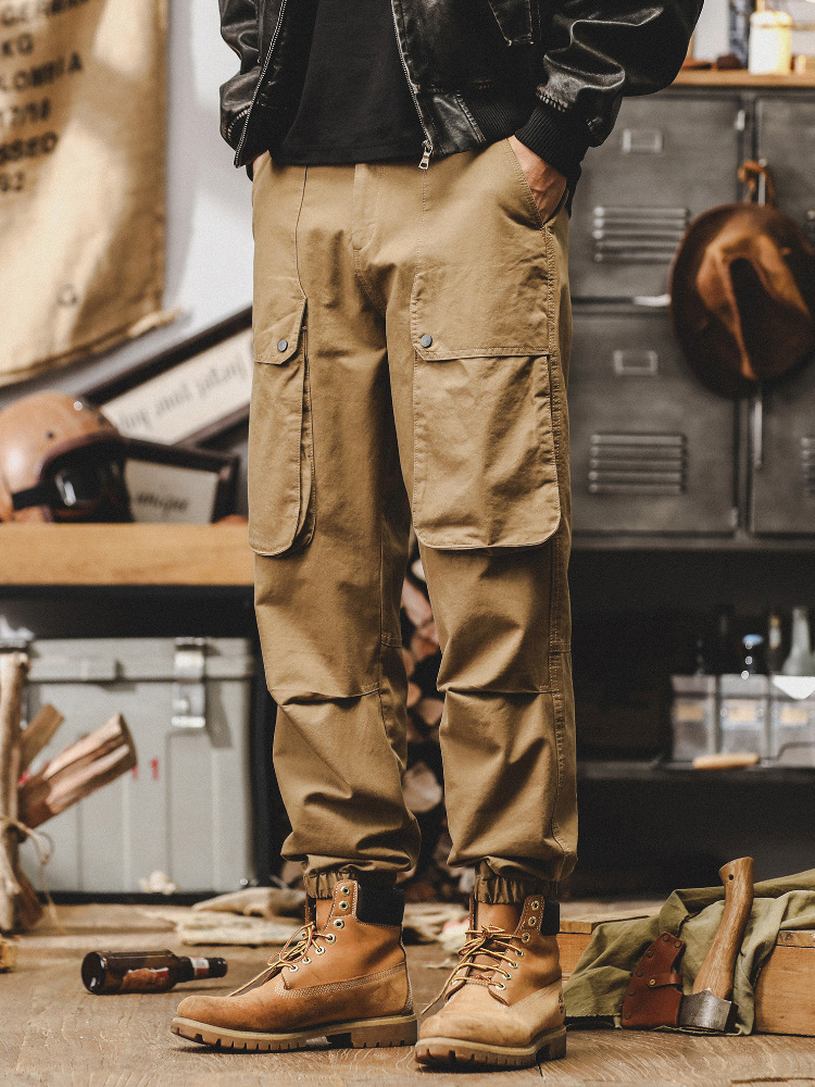 傑雷諾美式複古寬松工裝褲男2024新款多袋傘兵褲子男秋季休閑長褲