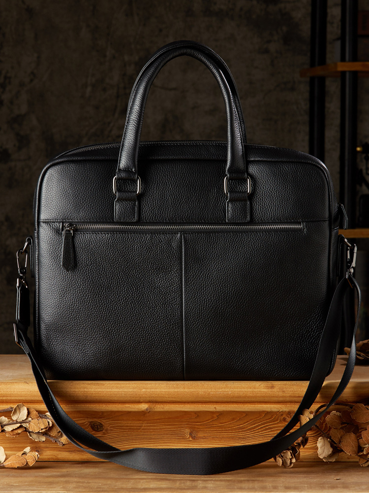 手工真皮男包休閒簡約大容量手提包商務公文包輕奢時尚牛皮男士包