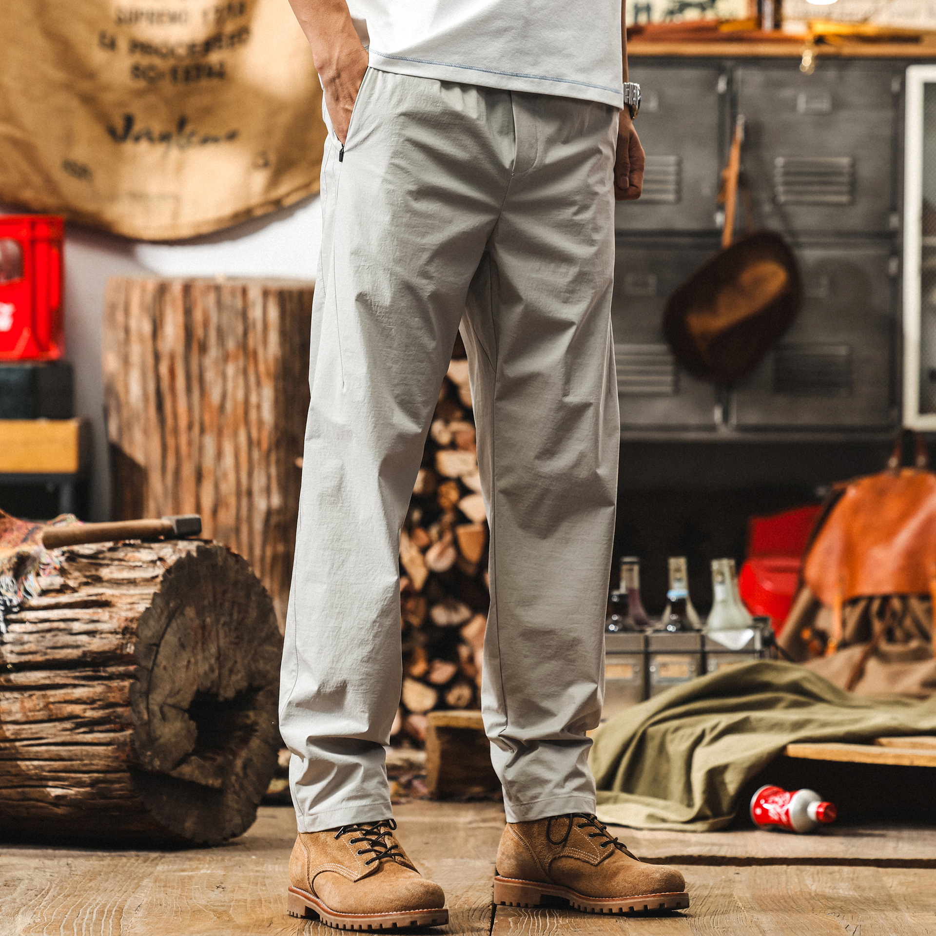 夏季涼感薄款冰絲褲子男士2025新款戶外通勤速幹寬鬆直筒休閒長褲