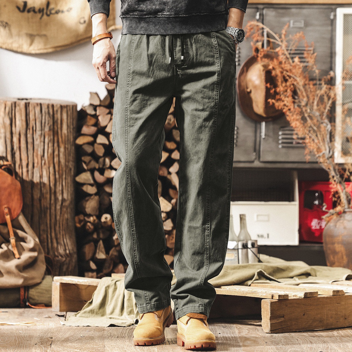 美式復古伐木工裝褲子男2026新款潮牌水洗直筒褲春季寬鬆休閒長褲