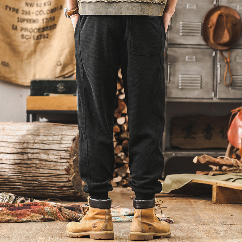 美式復古冬季雪尼爾燈芯絨褲子男秋冬款潮牌重磅衛褲男束腳休閒褲