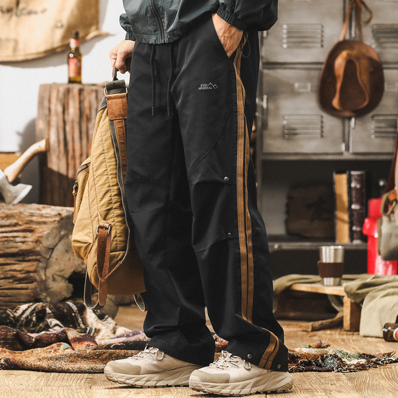 杰雷諾美式復古休閒褲子男春秋款潮牌輕戶外防潑水寬鬆直筒傘兵褲