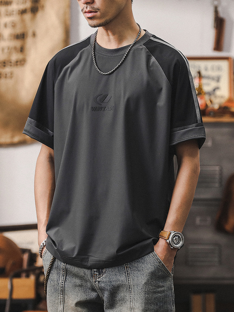 杰雷諾薄款冰絲T恤男短袖夏季2024新款運動透氣速乾男士半袖體恤