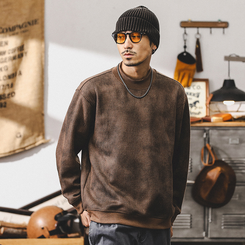 杰雷諾美式重磅復古外套男春秋款潮牌半高領衛衣男秋季慵懶針織衫