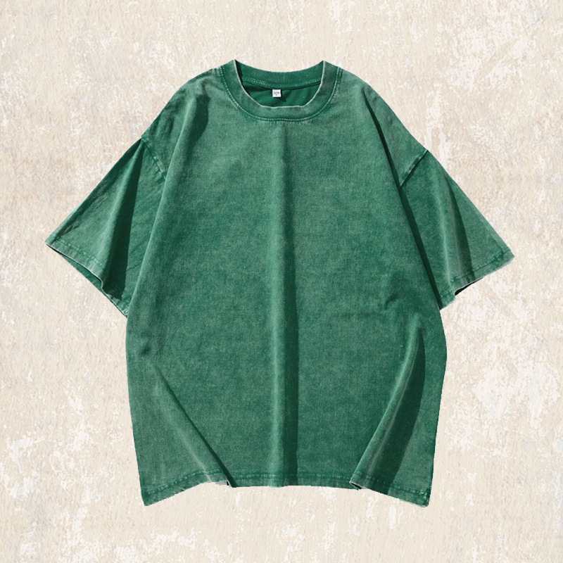 美式復古做舊炒雪花水洗短袖T恤男夏季潮牌日系寬鬆休閒上衣