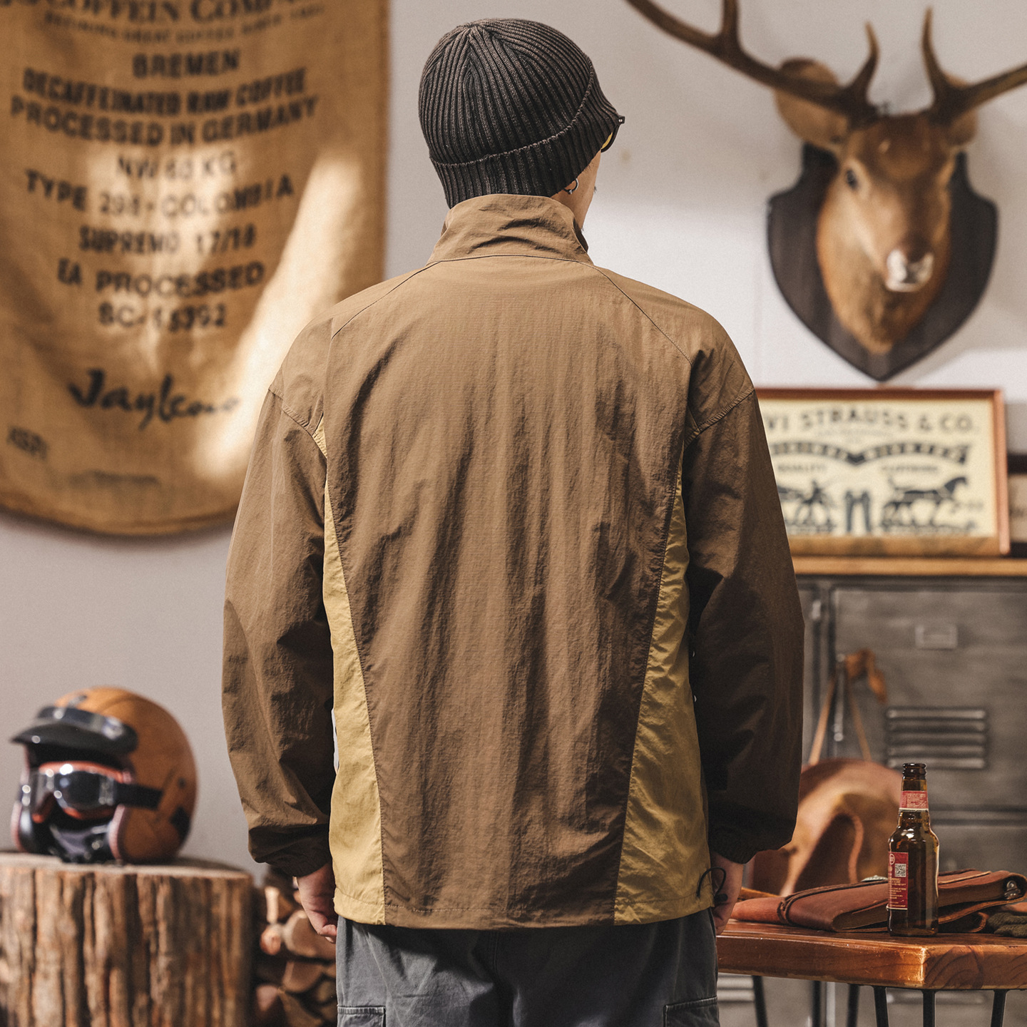 美式戶外機能半拉鍊立領襯衫男秋季新款山系潮牌寬鬆速幹長袖上衣