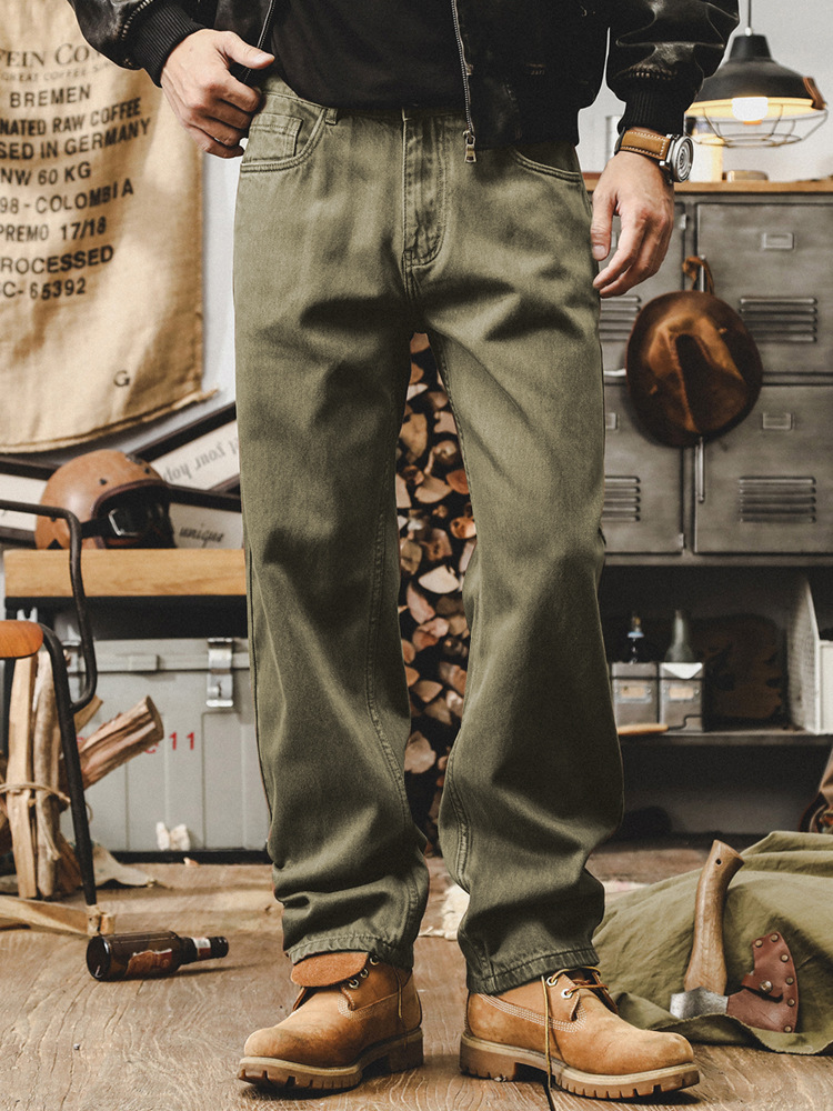 美式經典復古直筒牛仔褲男秋季潮牌褲子男寬鬆簡約百搭男士休閒褲