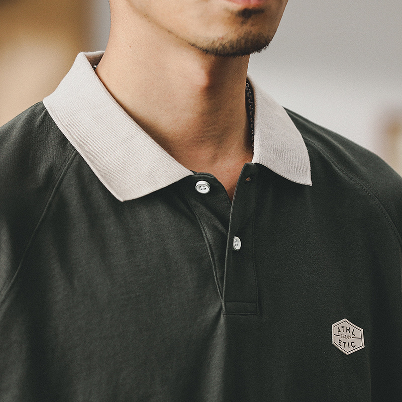 春季新款長袖T恤男士2024寬鬆美式復古男士polo衫潮牌上衣男