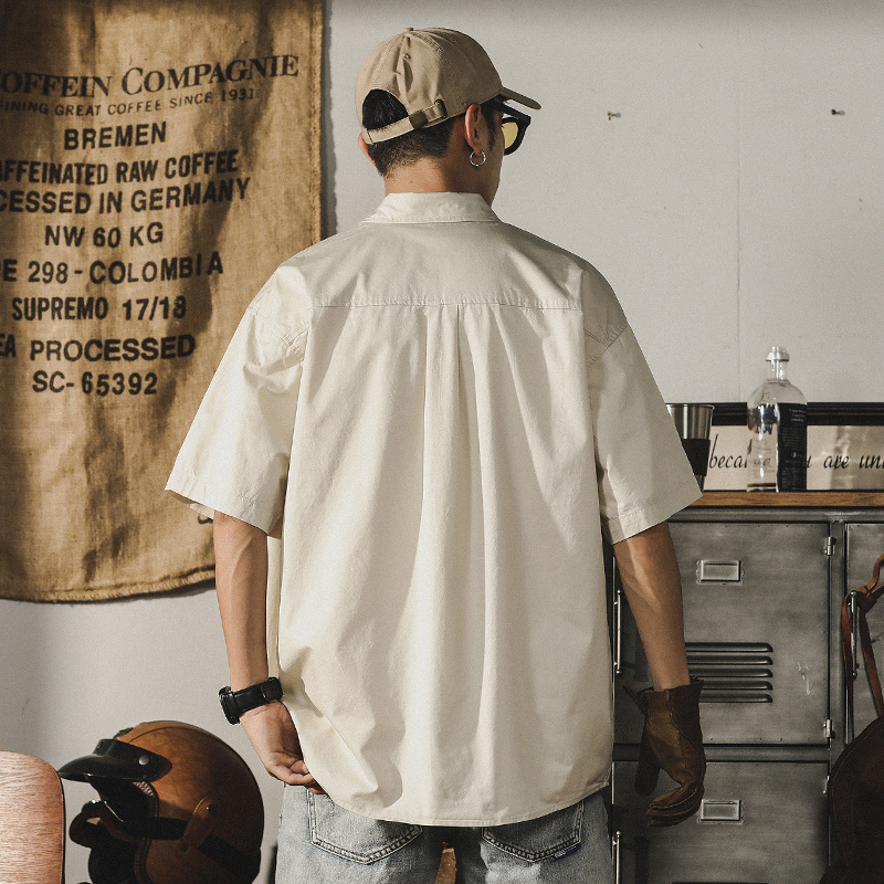 杰雷諾美式潮牌短袖襯衫男夏季新款寬鬆翻領半袖衫外穿襯衣男款潮