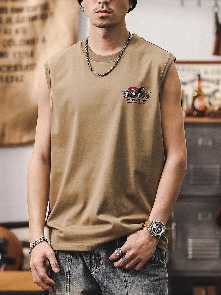 杰雷諾男士背心夏季潮牌痞帥寬鬆運動健身坎肩男款美式無袖男T恤