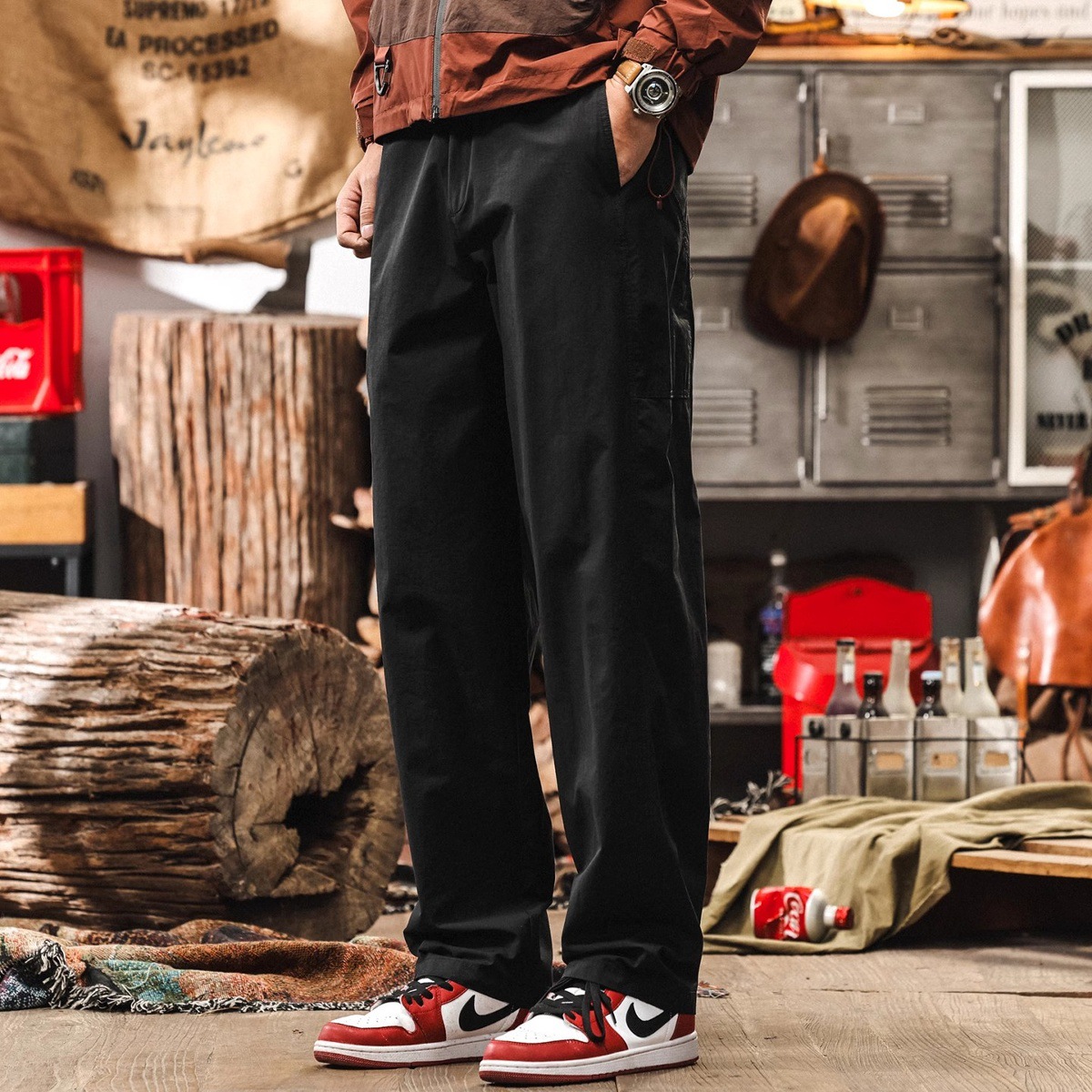 美式復古戶外工裝褲子男士2025新款寬鬆直筒男士休閒褲男秋季長褲