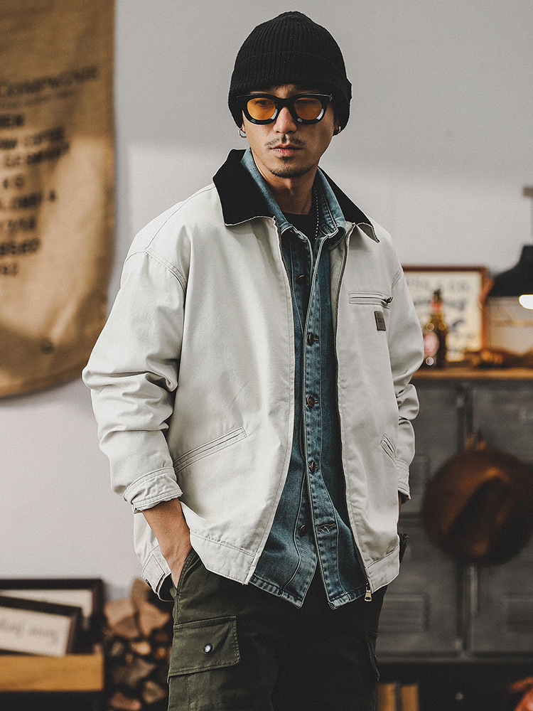 美式經典密歇根工裝夾克男春秋潮牌痞帥復古底特律獵裝硬漢外套男