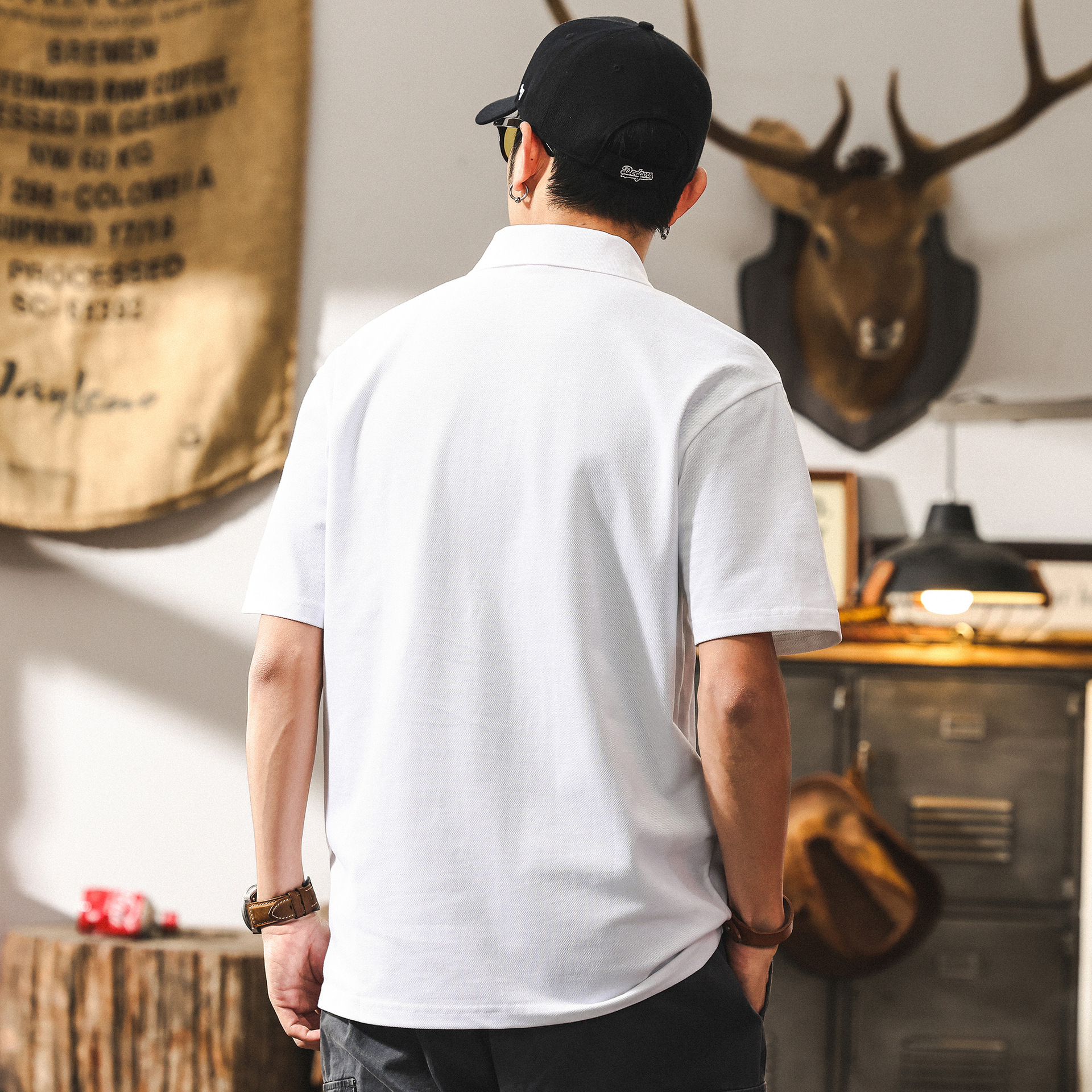 美式復古男士Polo衫短袖夏季潮牌230g重磅T恤男山系寬鬆上衣