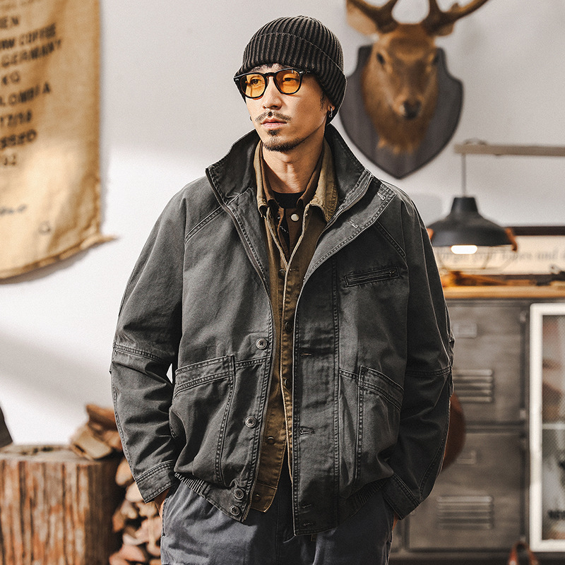 美式復古底特律工裝夾克外套男春季潮牌2025新款做舊阿美咔嘰男裝