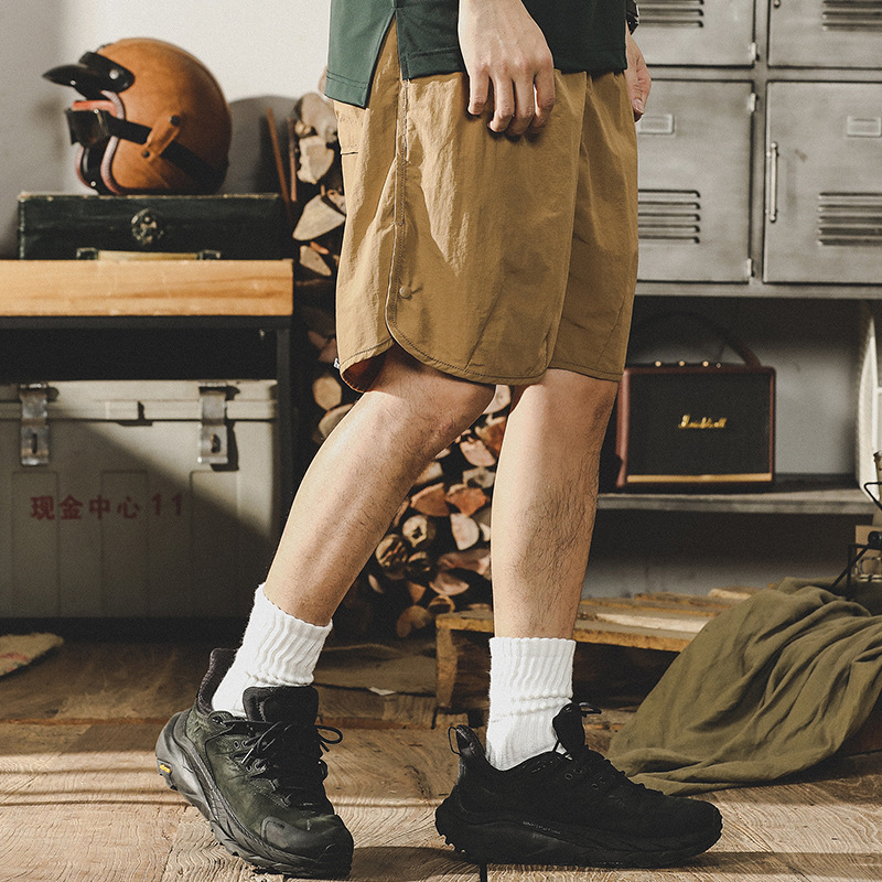 杰雷諾戶外排扣速乾短褲男夏季美式潮流寬鬆海邊沙灘運動五分褲男