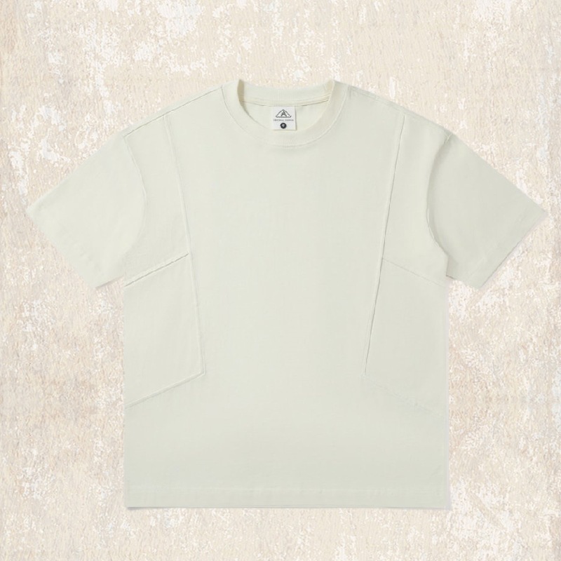 美式復古T恤短袖男款夏季280g重磅潮牌拼接寬鬆大碼上衣男裝